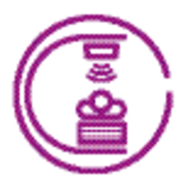 Logotipo roxo de radioterapia referente à escola Portuguesa de Física Médica apFisMed.
