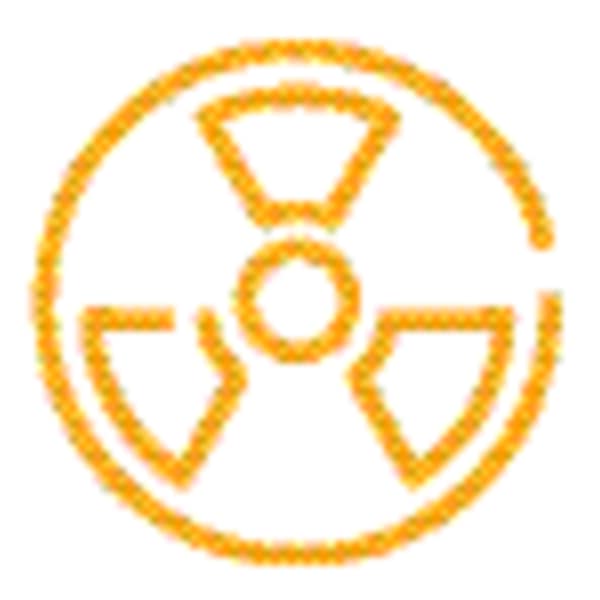 Logotipo amarelo de medicina nuclear referente à escola Portuguesa de Física Médica apFisMed.